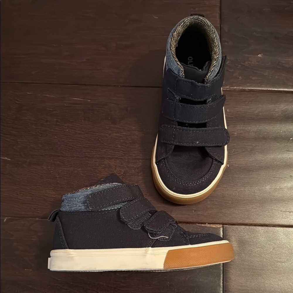 Old Navy Toddler Boys Blue and White High-Top Sneakers with Velcro Straps